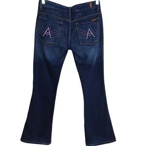 7FAMK Women's A Pocket Bootcut Jeans Size 27 Pink Stitch Low Rise Seven Mankind